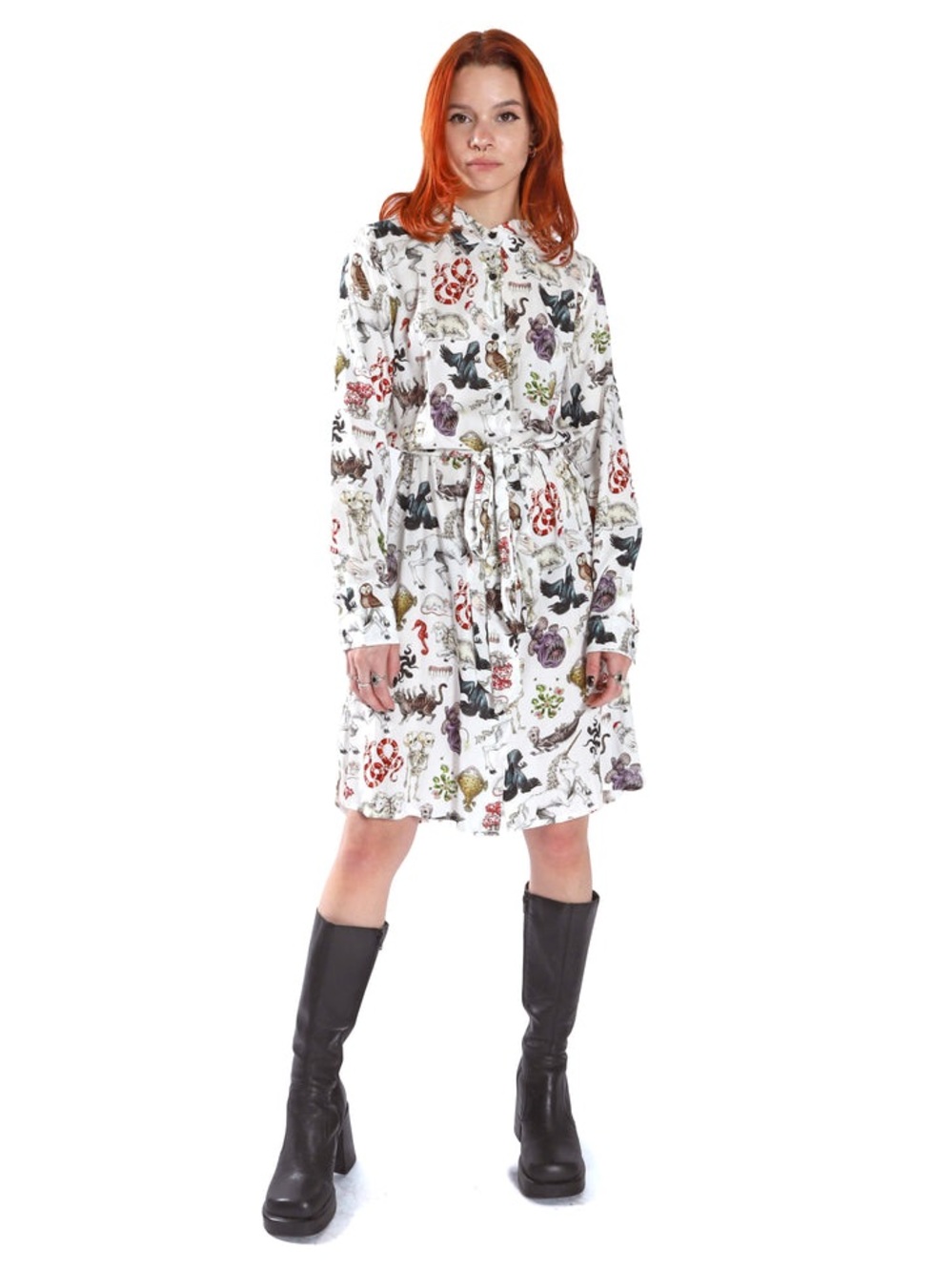 Pretty Snake Freak of Nature Shirt Dress White